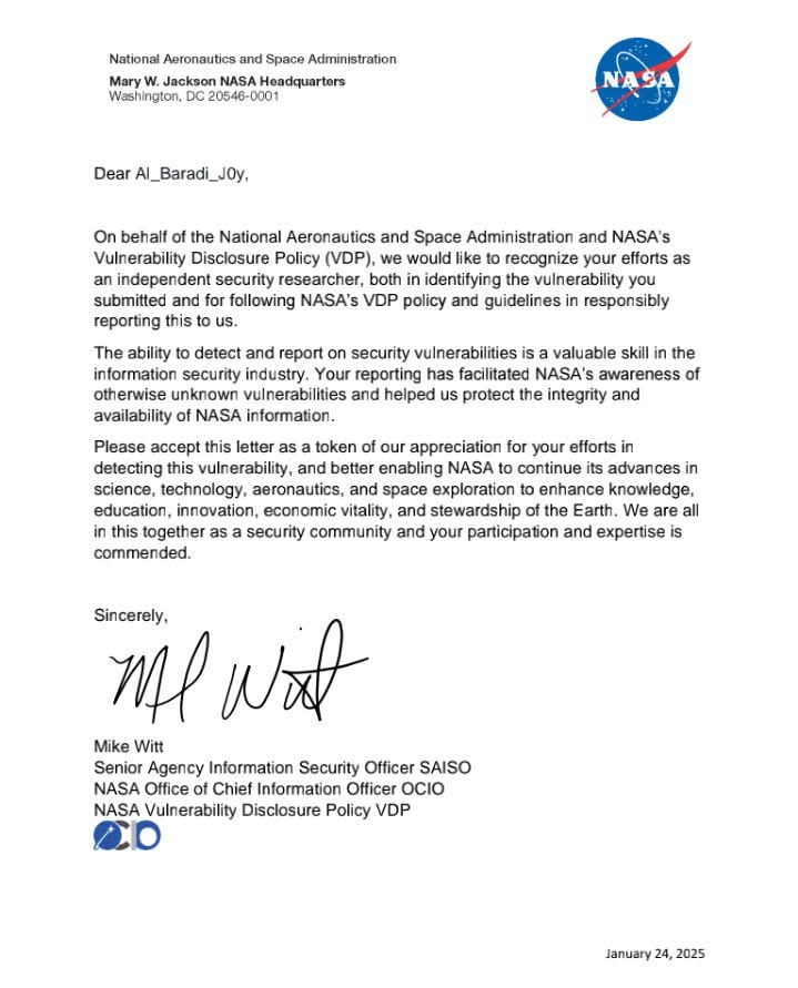 Letter of Recognition